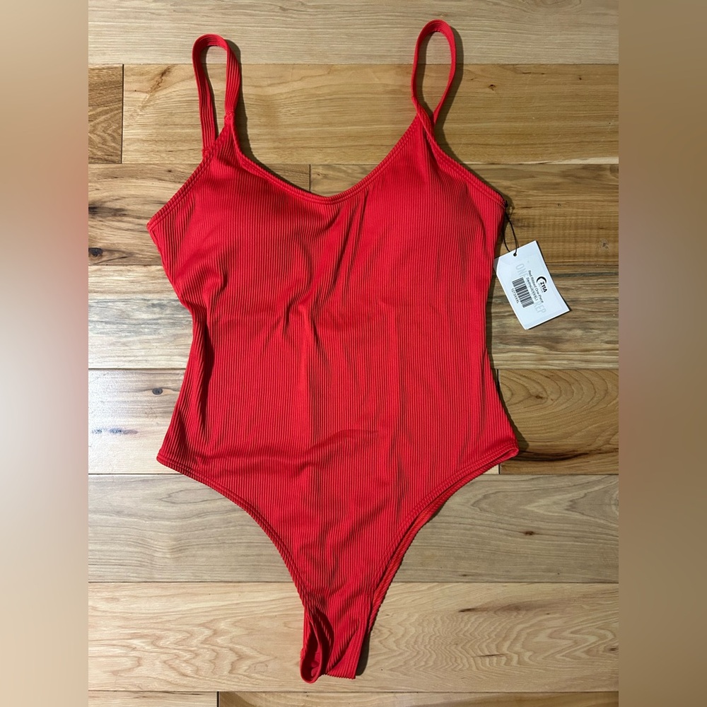 Zyia Active Red Ribbed Swimsuit
